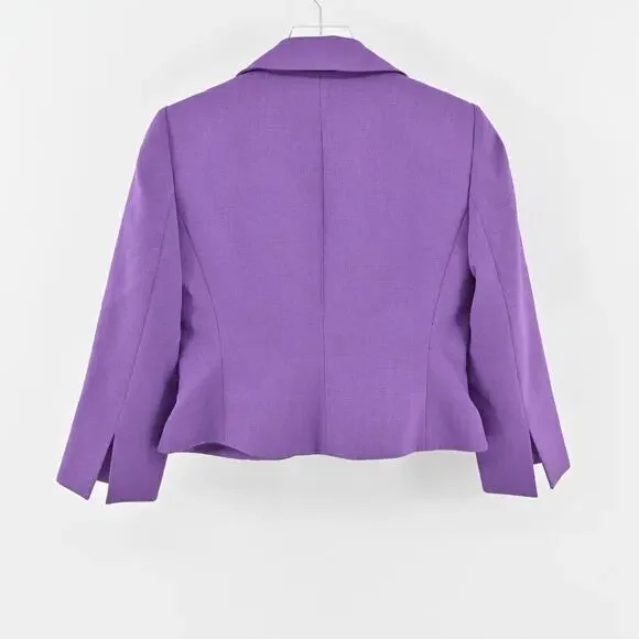 Vtg NIPON BOUTIQUE Skirt‎ Suit Set Sz 2P Purple Floral Embroidered Art Statement - Picture 4 of 16